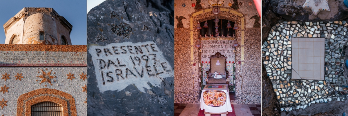 Mosaics and artworks of Isravele at the Semaforo Borbonico dell’Eremita on Monte Gallo near Mondello, Palermo
